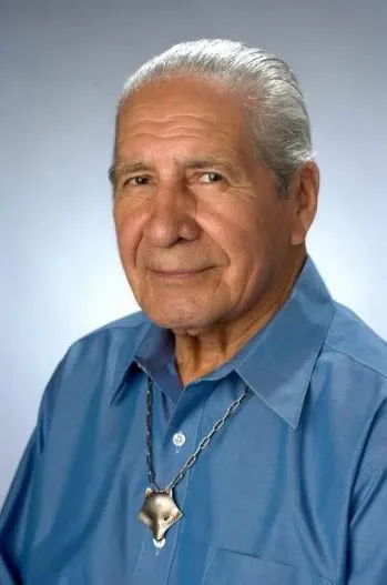Oren Lyons wearing a blue shirt.